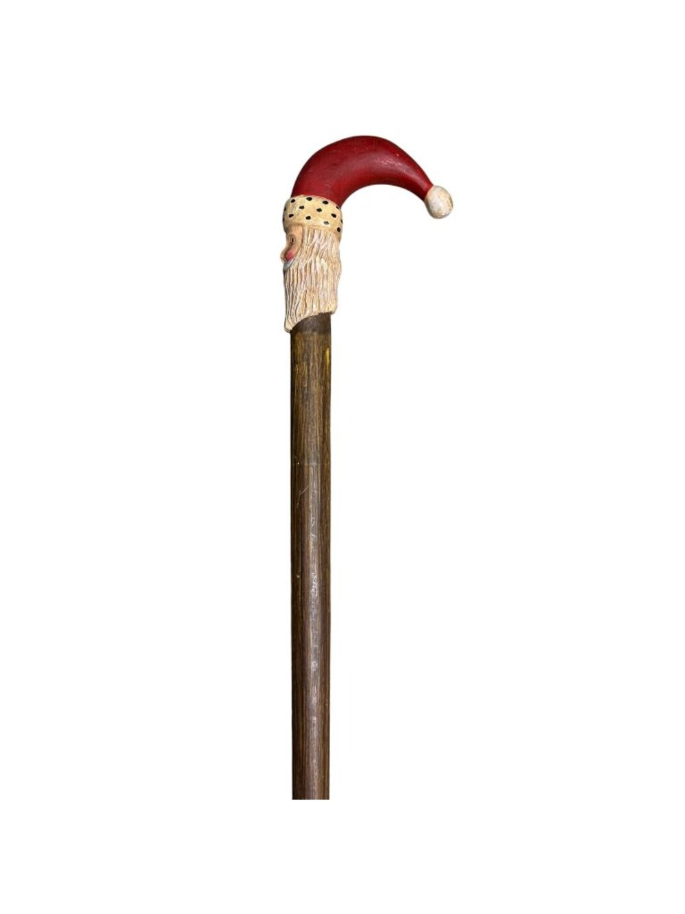 Vintage Wooden Santa Clause Walking Stick Cane Christmas Decor 36"